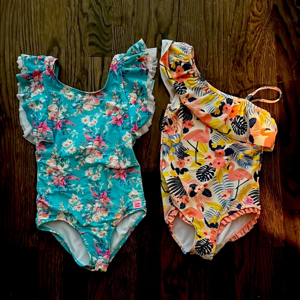 Ruffle butts, one piece swimsuit, size 7